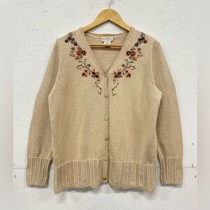Vintage Northern Reflections Floral Knit Cardigan, Size L, 100% Cotton